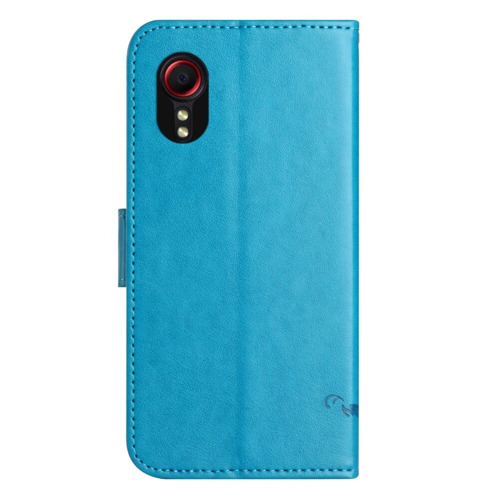 Custodia in pelle a farfalle per Samsung Galaxy Xcover 7, Blu
