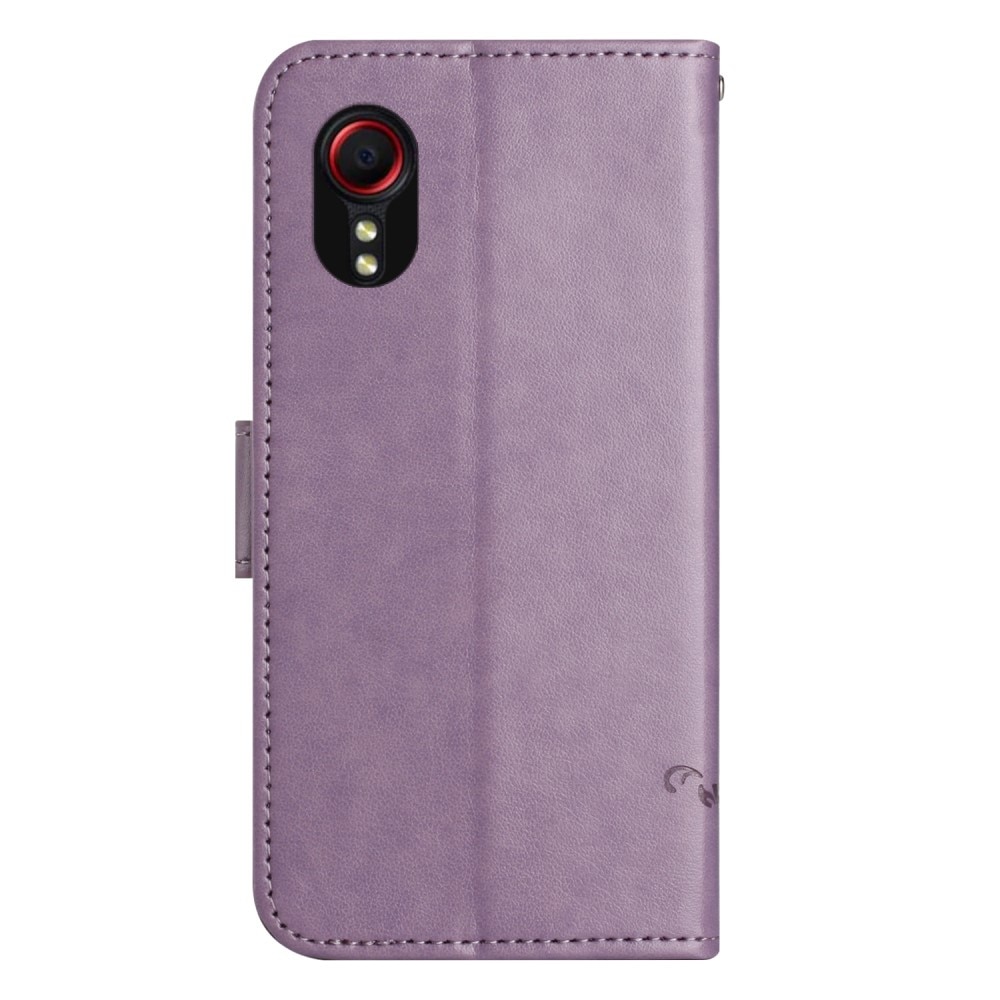 Custodia in pelle a farfalle per Samsung Galaxy Xcover 7, viola