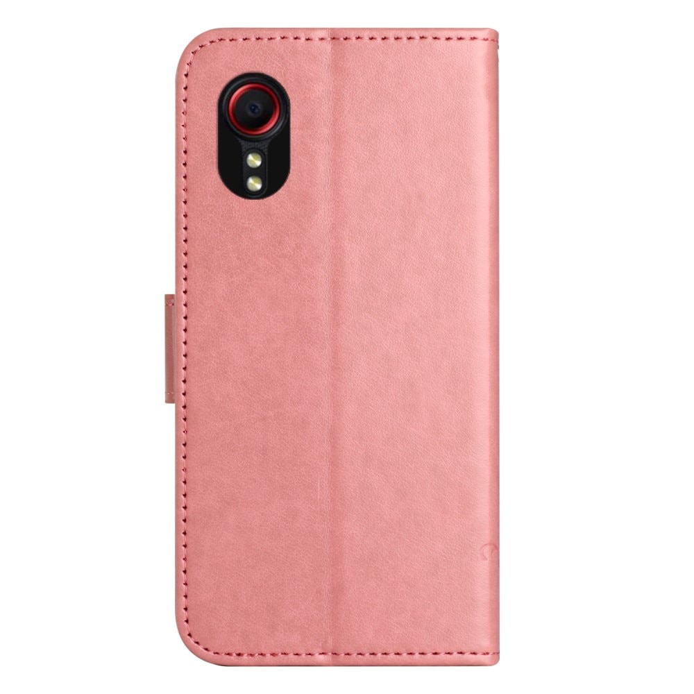 Custodia in pelle a farfalle per Samsung Galaxy Xcover 7, rosa