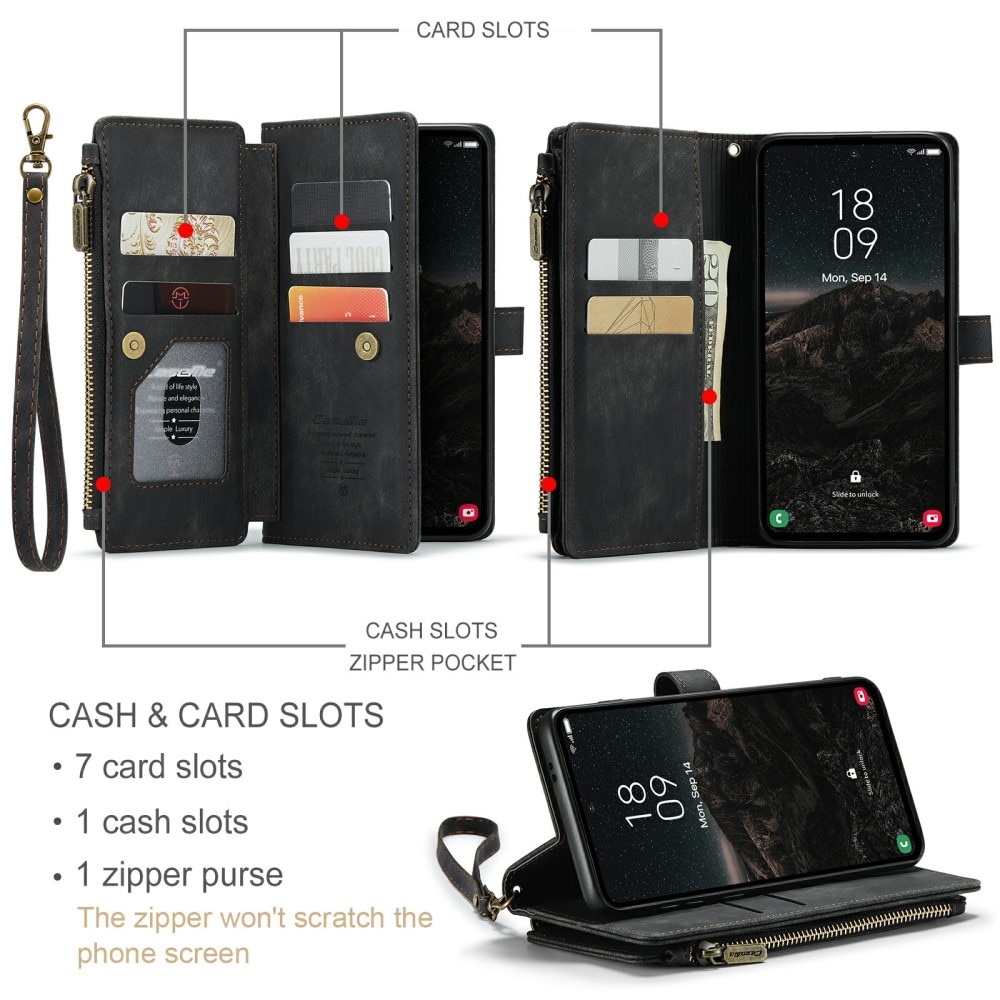 Custodie a portafoglio Zipper Samsung Galaxy S24 nero