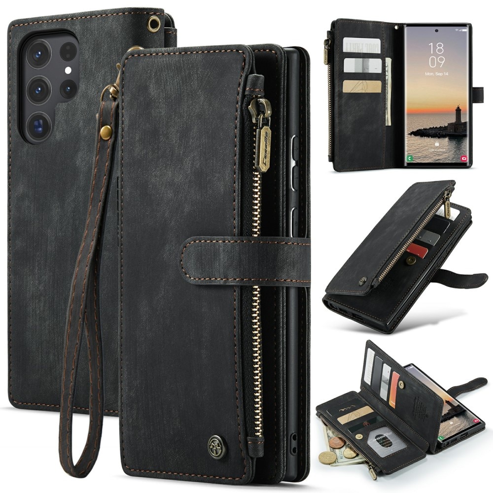 Custodie a portafoglio Zipper Samsung Galaxy S24 Ultra nero