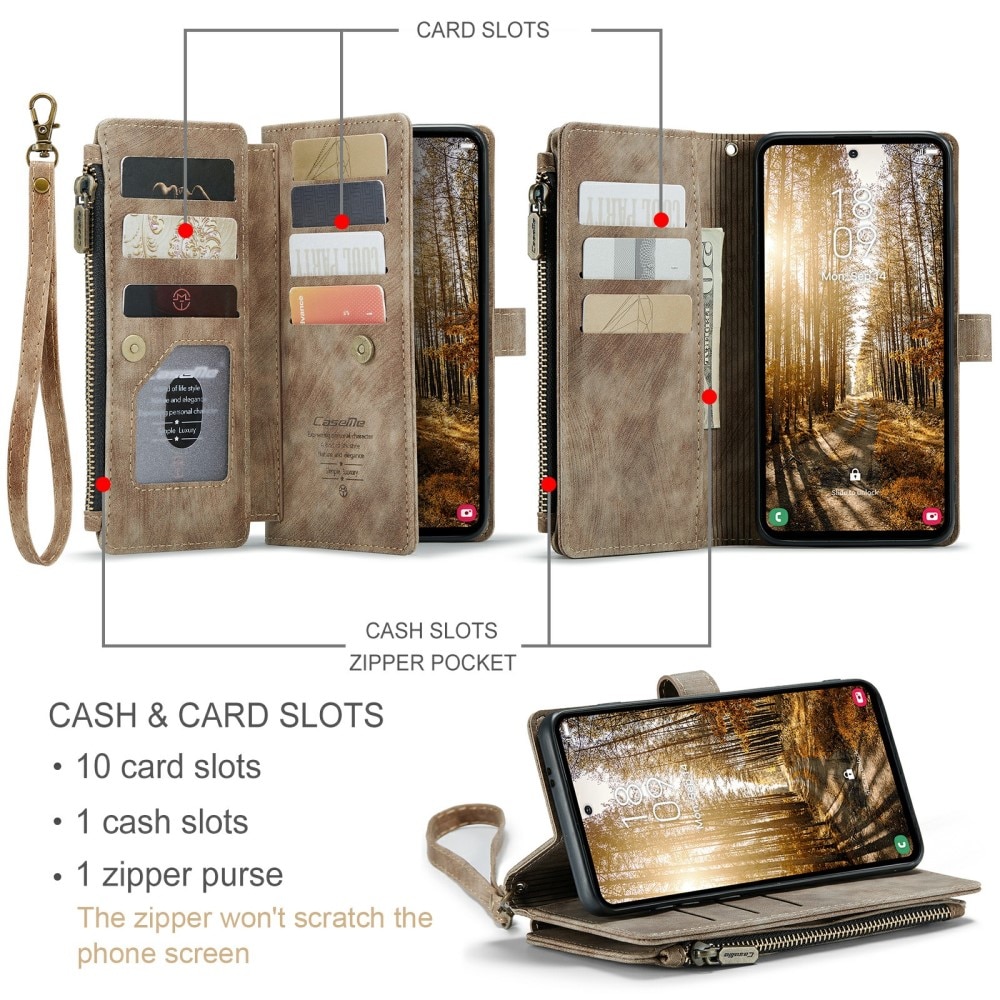 Custodie a portafoglio Zipper Samsung Galaxy S24 Plus Marrone