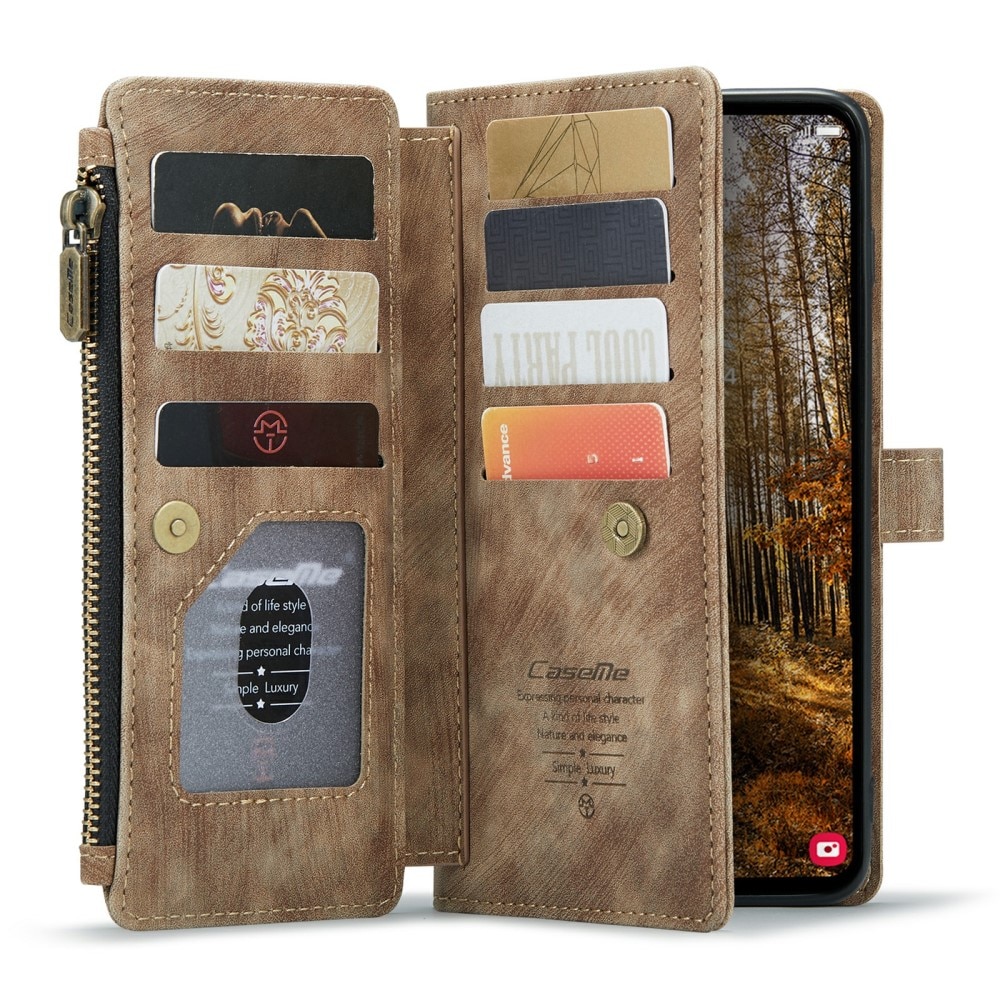 Custodie a portafoglio Zipper Samsung Galaxy S24 Plus Marrone