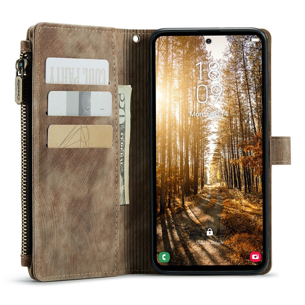 Custodie a portafoglio Zipper Samsung Galaxy S24 Plus Marrone