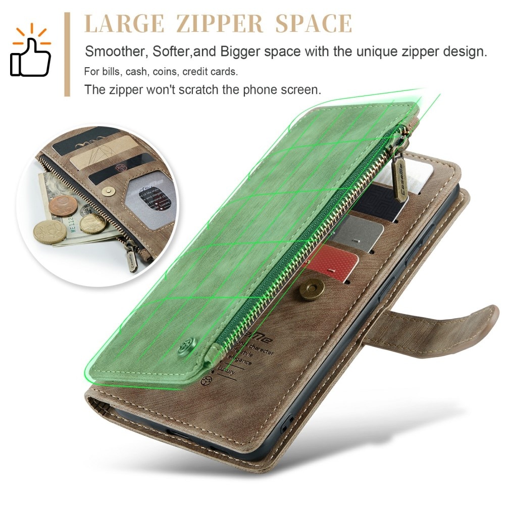 Custodie a portafoglio Zipper Samsung Galaxy S24 Plus Marrone