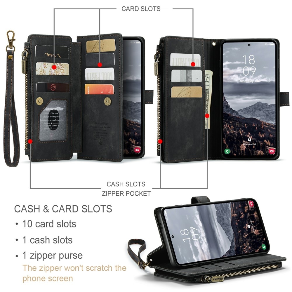 Custodie a portafoglio Zipper Samsung Galaxy S24 Plus nero