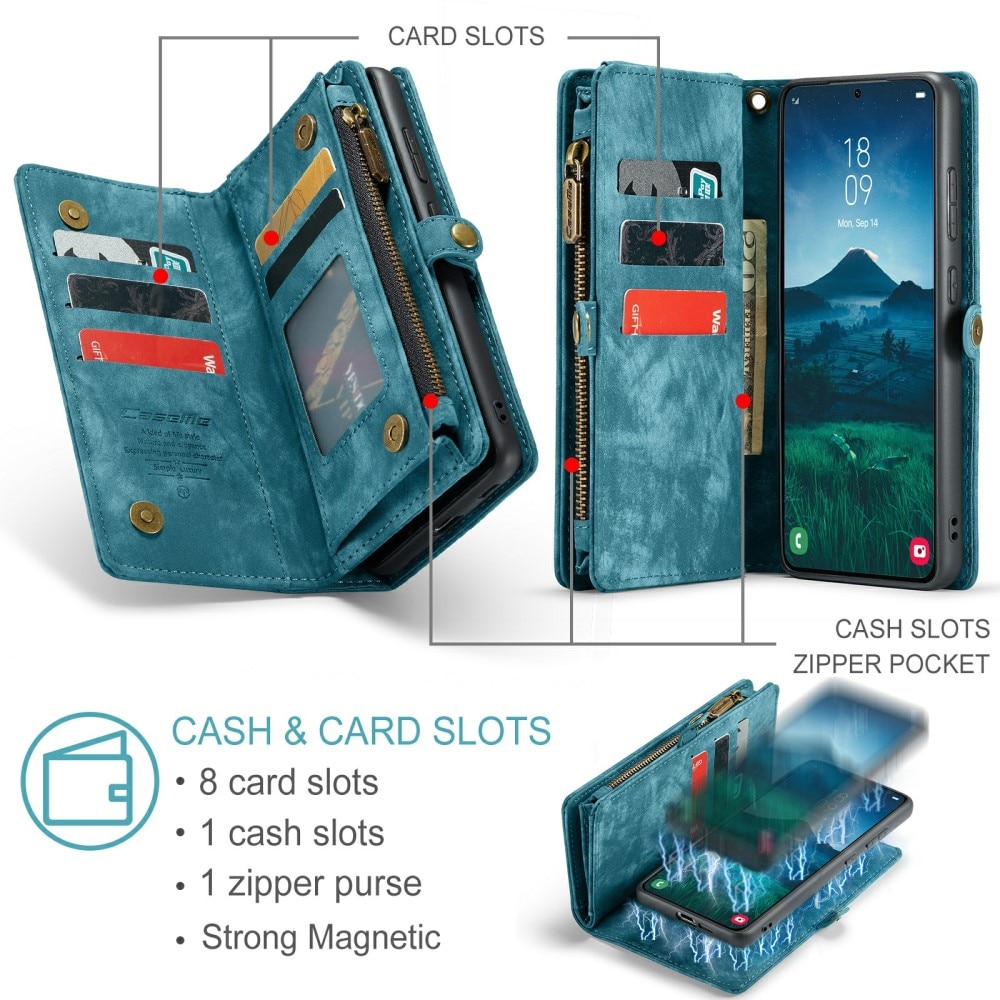 Cover portafoglio Multi-Slot Samsung Galaxy S24 Plus blu