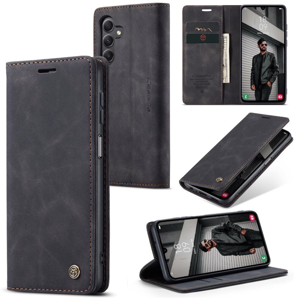 Custodie a portafoglio sottili Samsung Galaxy A15 Nero