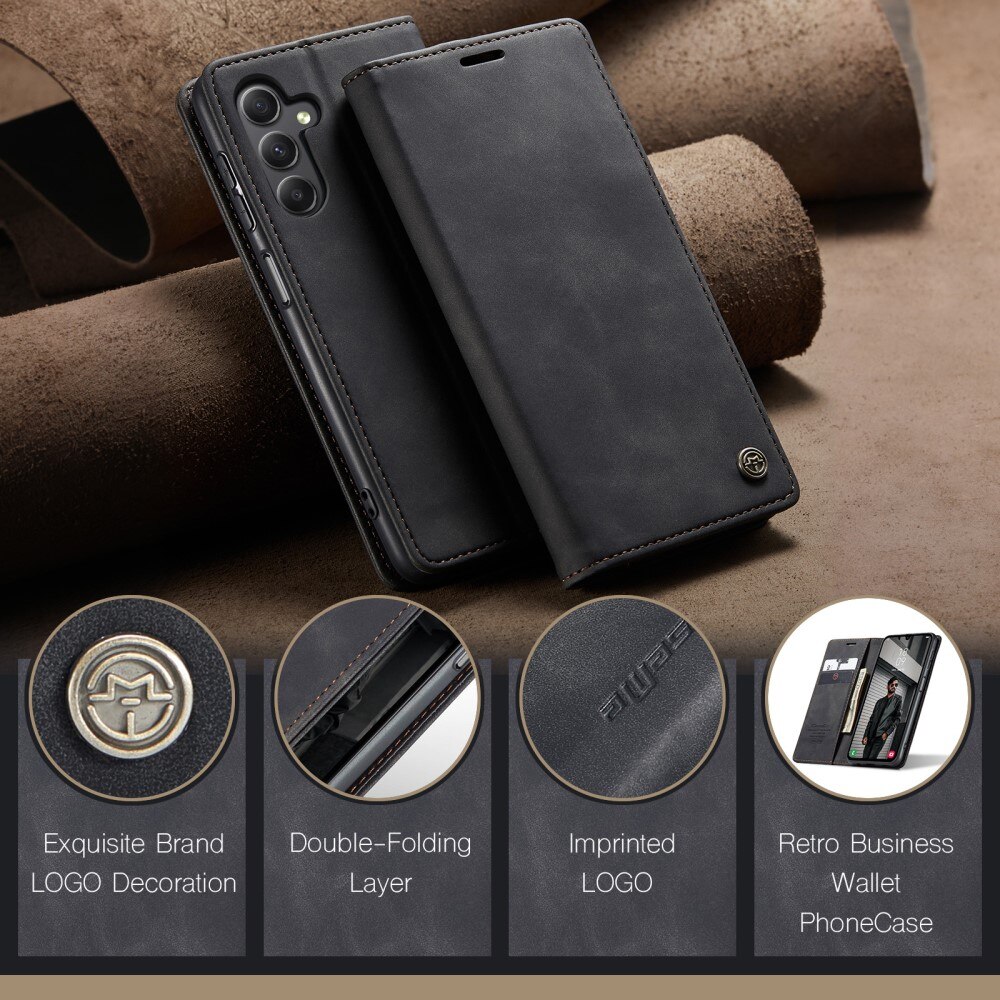 Custodie a portafoglio sottili Samsung Galaxy A15 Nero
