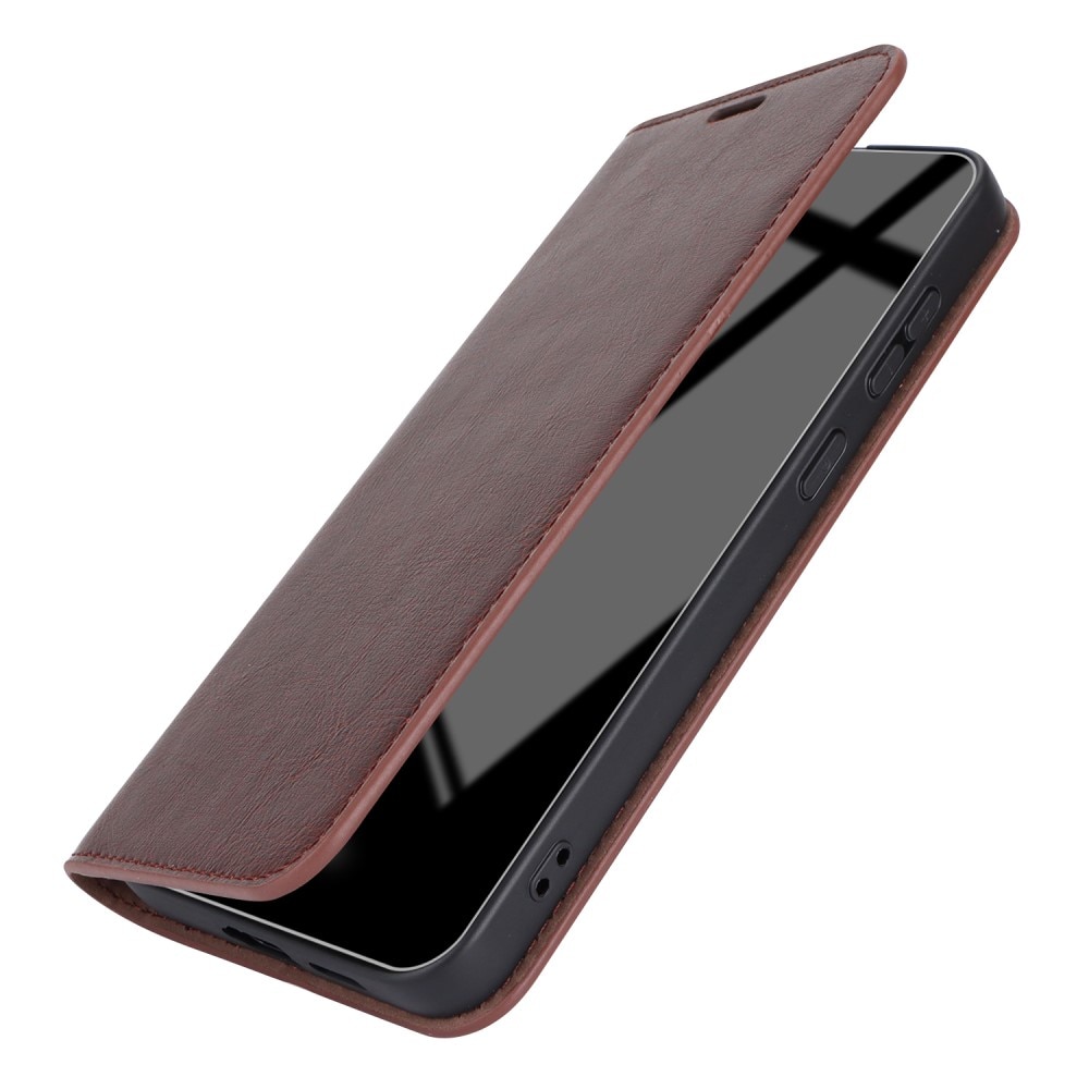 Cover Portafoglio in vera pelle Samsung Galaxy S24 Plus marrone scuro