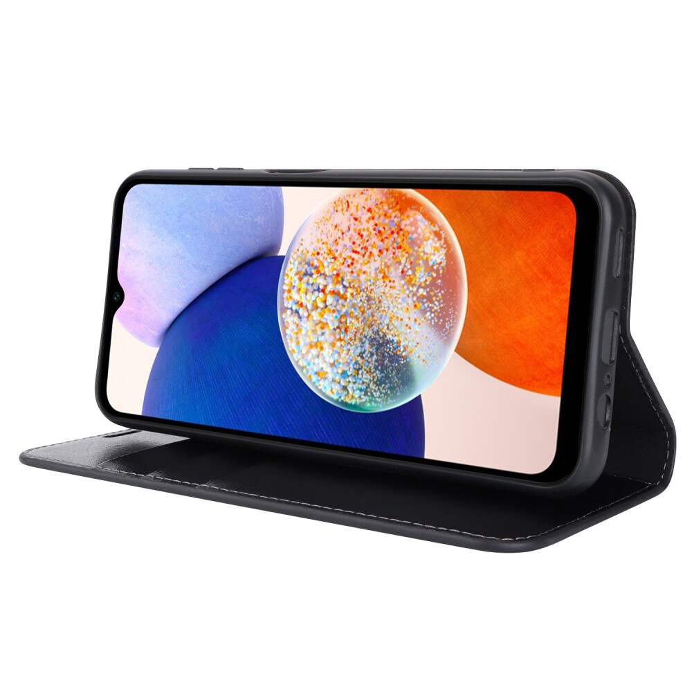 Cover Portafoglio in vera pelle Samsung Galaxy A14 Nero