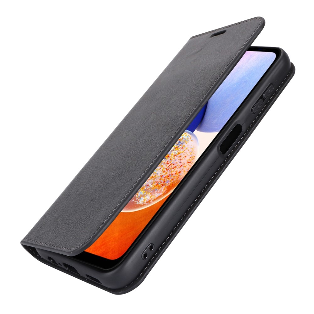 Cover Portafoglio in vera pelle Samsung Galaxy A14 Nero
