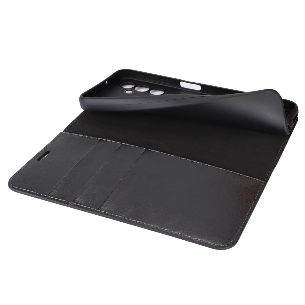 Cover Portafoglio in vera pelle Samsung Galaxy A14 Nero