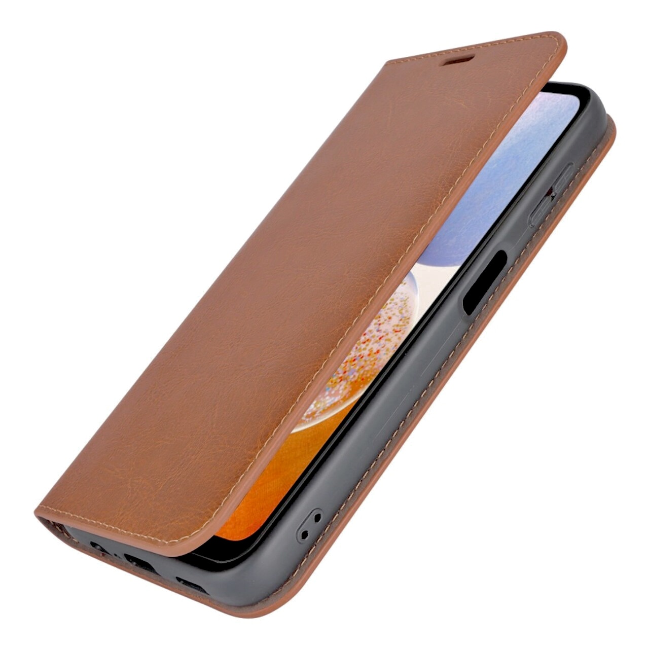Cover Portafoglio in vera pelle Samsung Galaxy A14 marrone
