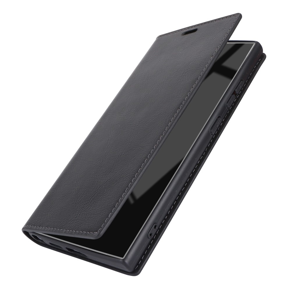 Cover Portafoglio in vera pelle Samsung Galaxy S24 Ultra nero