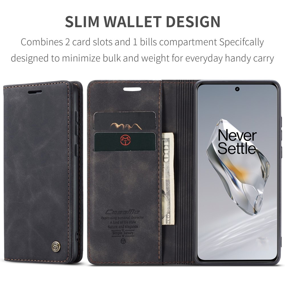 Custodie a portafoglio sottili OnePlus 12 nero