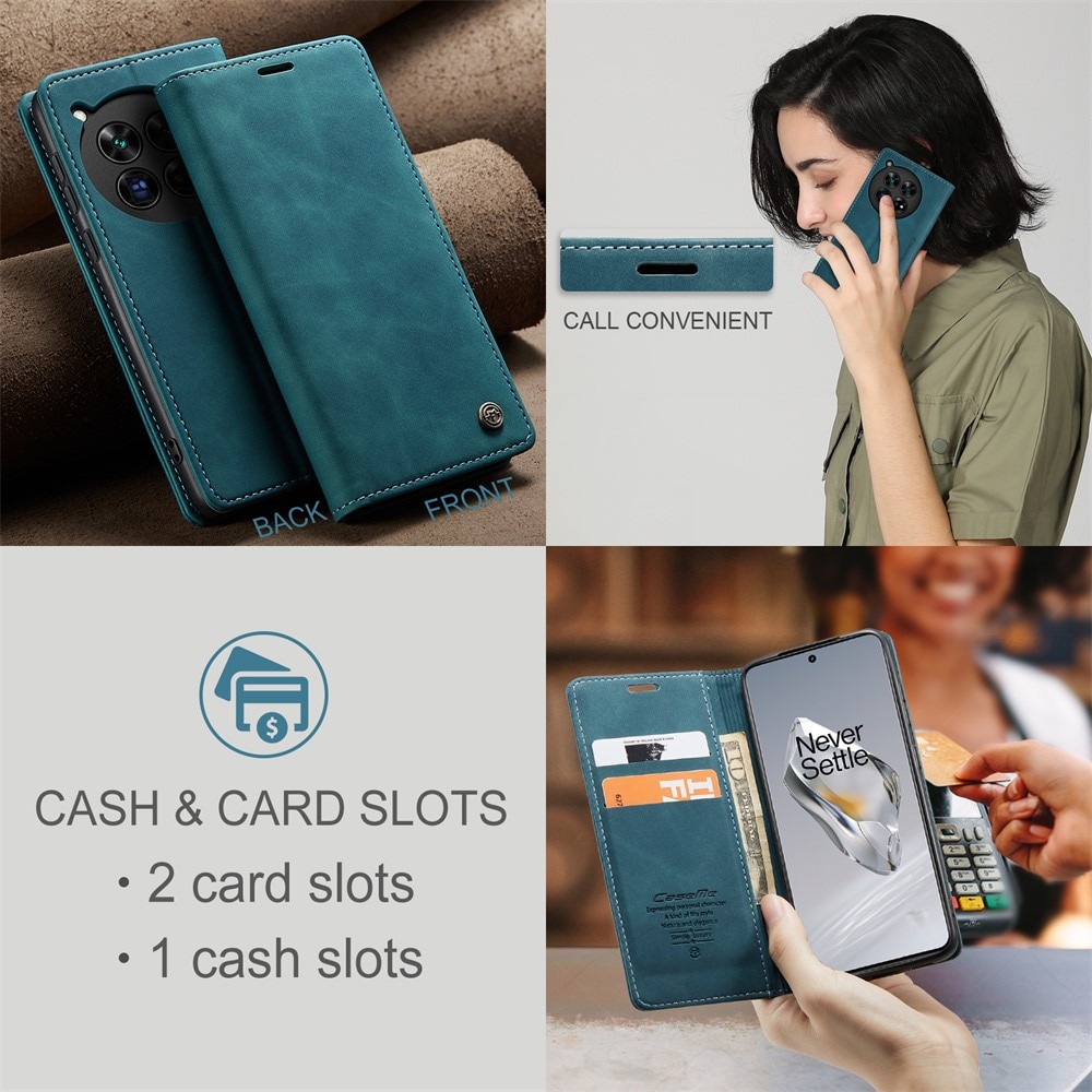 Custodie a portafoglio sottili OnePlus 12 blu