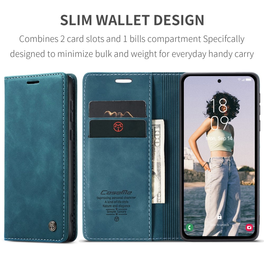 Custodie a portafoglio sottili Samsung Galaxy A55 blu