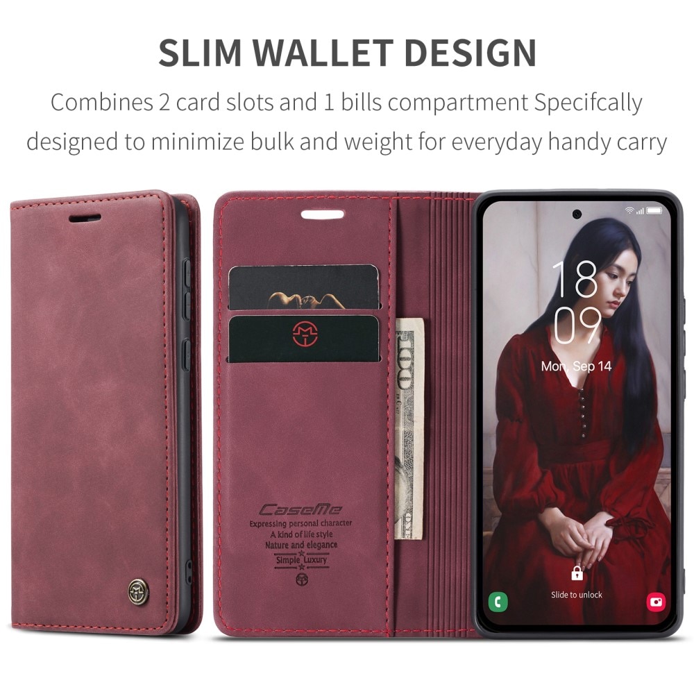 Custodie a portafoglio sottili Samsung Galaxy A55 rosso