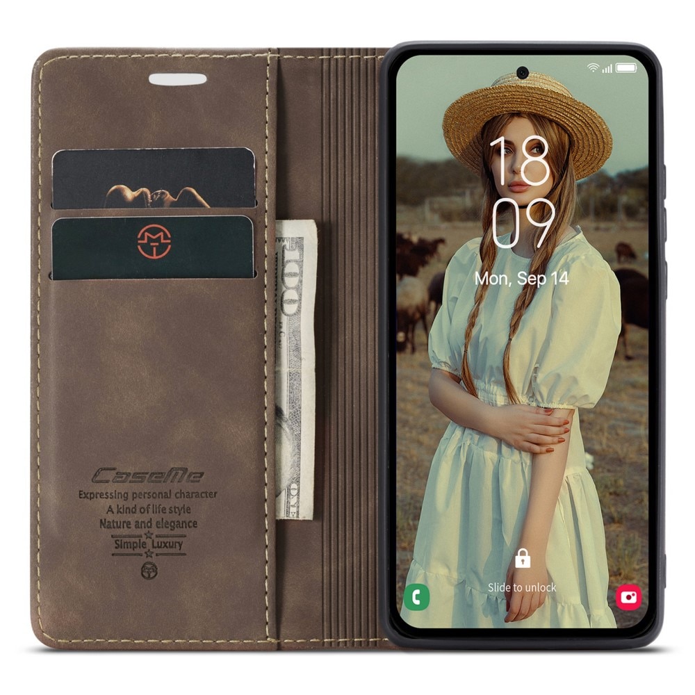Custodie a portafoglio sottili Samsung Galaxy A35 Marrone