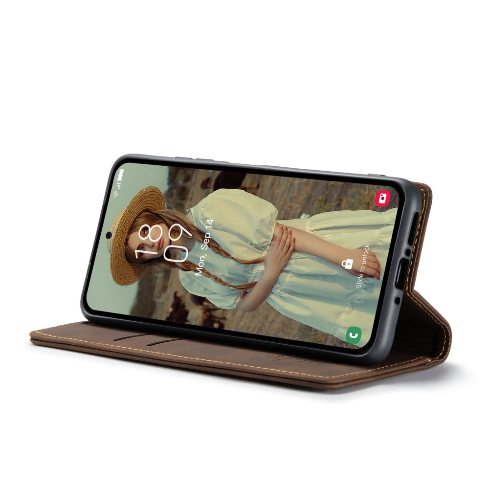 Custodie a portafoglio sottili Samsung Galaxy A35 Marrone