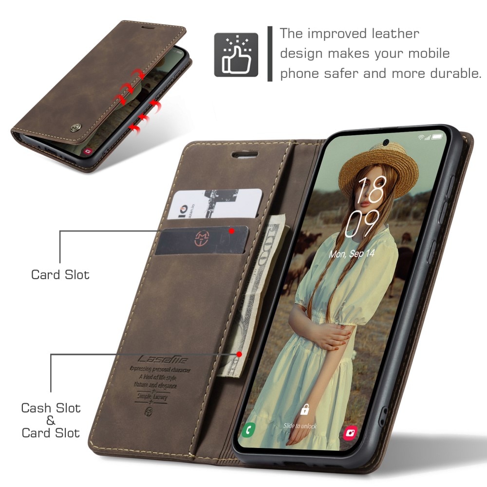 Custodie a portafoglio sottili Samsung Galaxy A35 Marrone