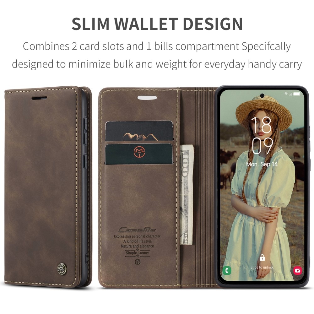 Custodie a portafoglio sottili Samsung Galaxy A35 Marrone