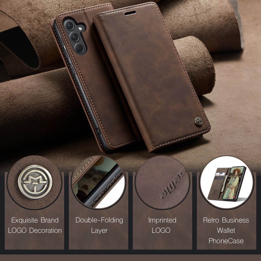 Custodie a portafoglio sottili Samsung Galaxy A35 Marrone