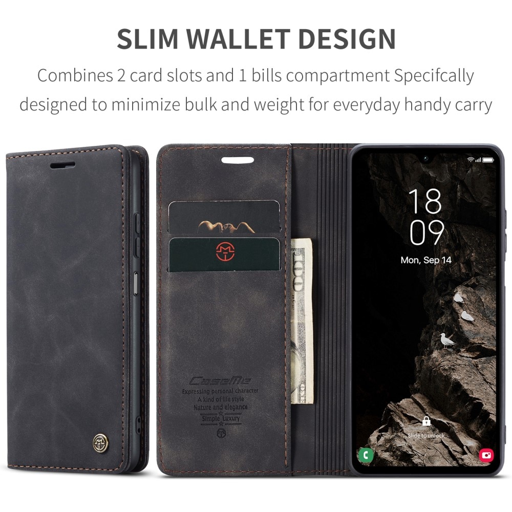Custodie a portafoglio sottili Samsung Galaxy A05s nero
