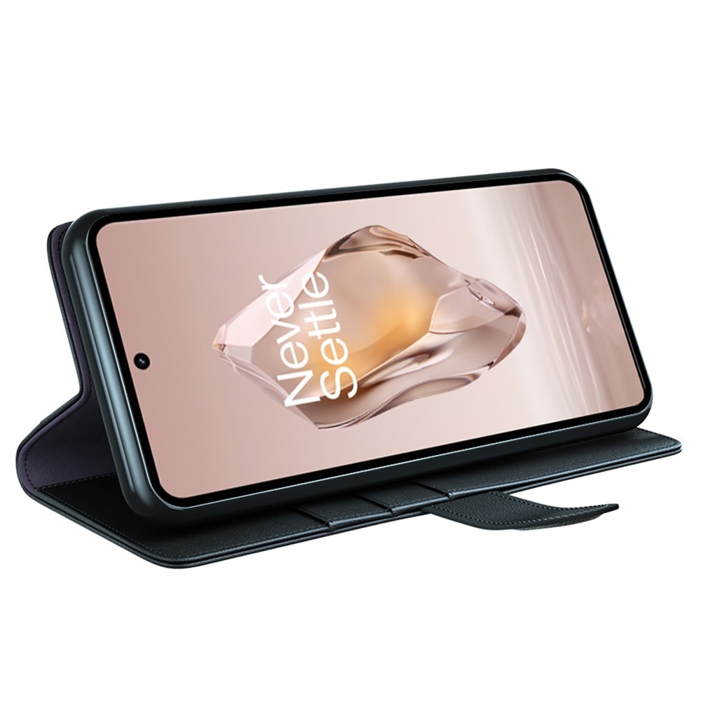 Custodia a portafoglio in vera pelle OnePlus 12R, nero