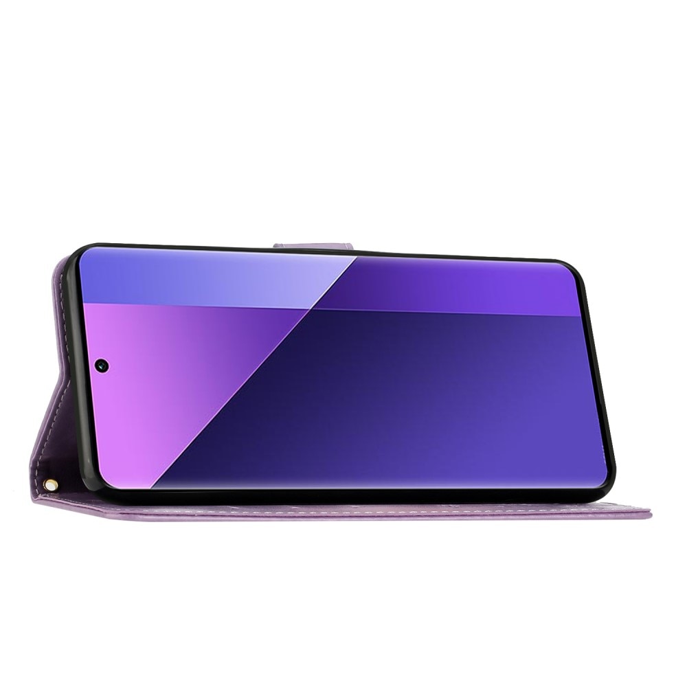 Custodia in pelle a farfalle per Xiaomi Redmi 13C, viola