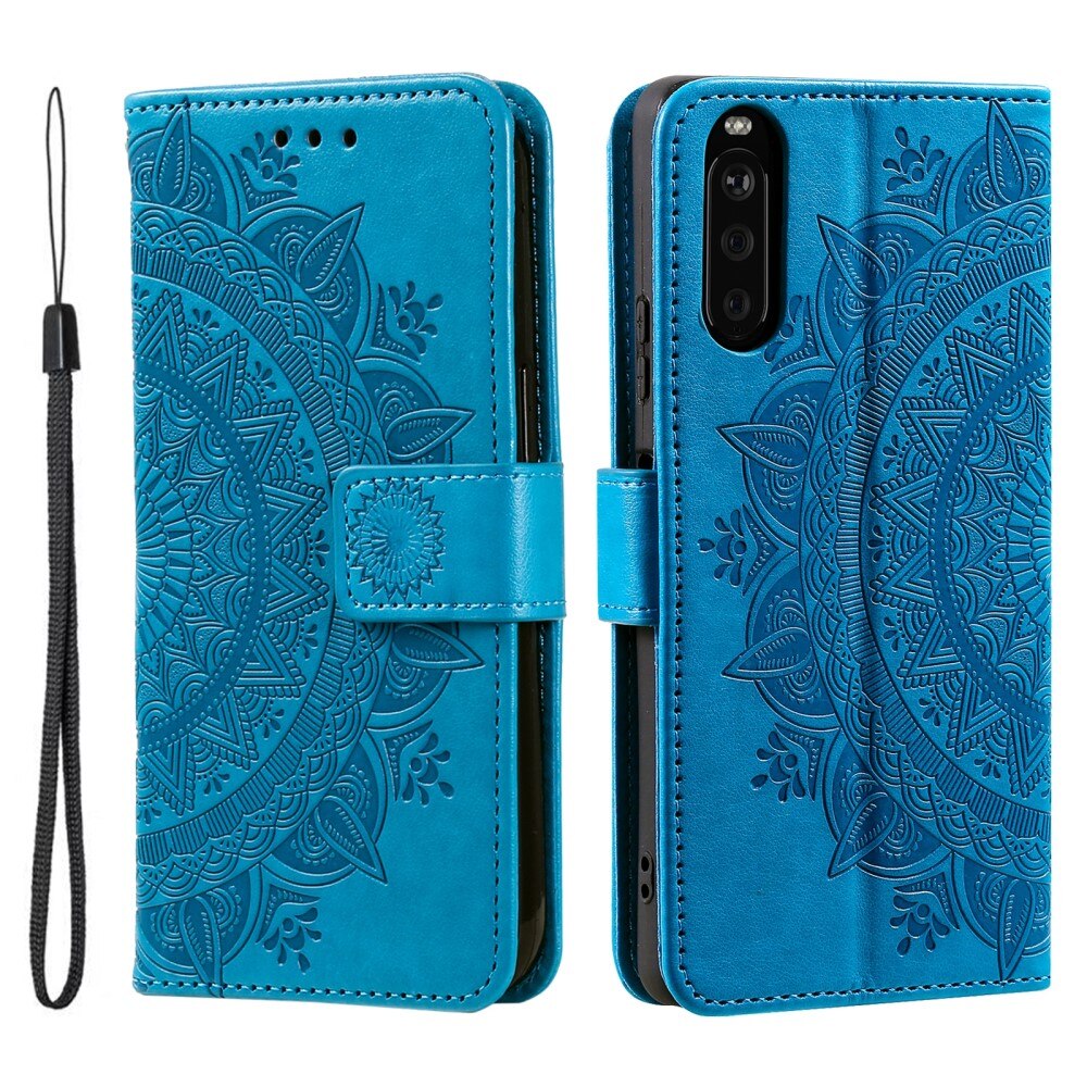 Custodia in pelle Mandala Sony Xperia 10 VI blu