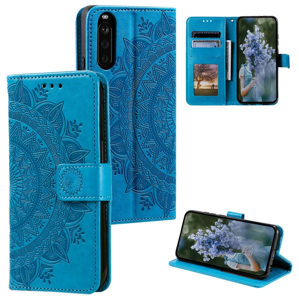 Custodia in pelle Mandala Sony Xperia 10 VI blu