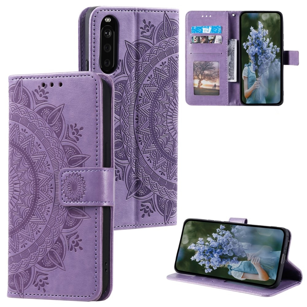 Custodia in pelle Mandala Sony Xperia 10 VI viola