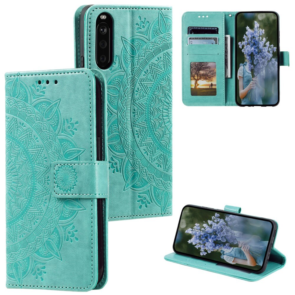 Custodia in pelle Mandala Sony Xperia 10 VI verde