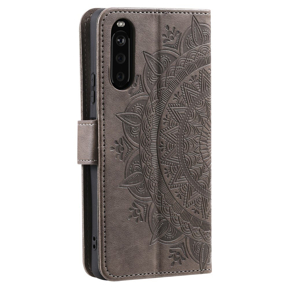 Custodia in pelle Mandala Sony Xperia 10 VI grigio