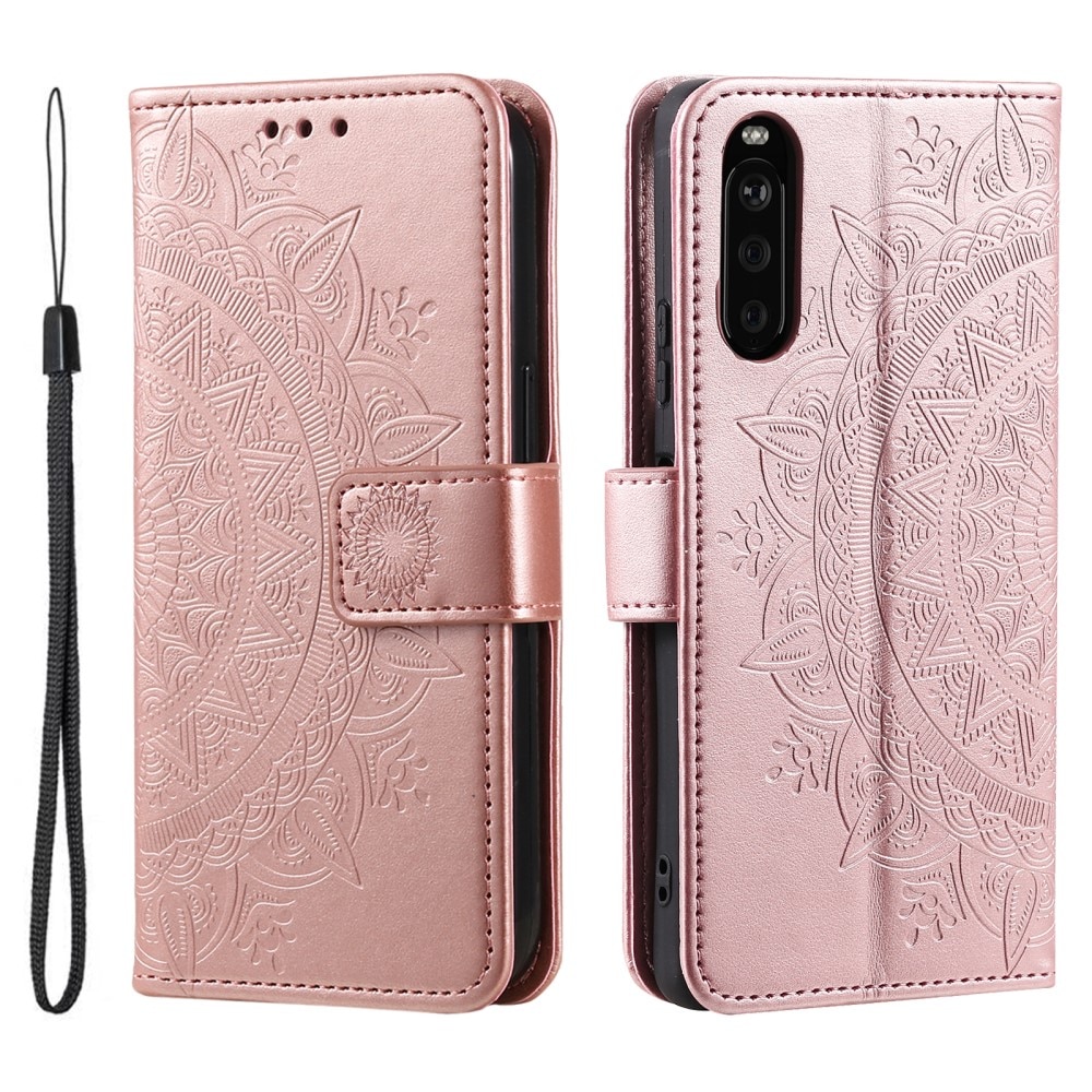 Custodia in pelle Mandala Sony Xperia 10 VI oro rosa