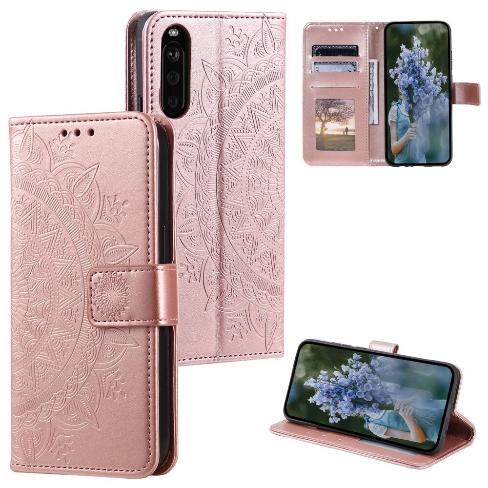 Custodia in pelle Mandala Sony Xperia 10 VI oro rosa