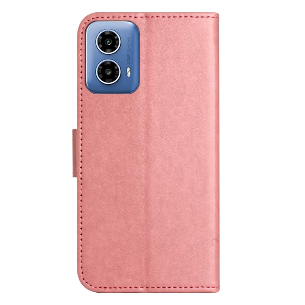 Custodia in pelle a farfalle per Motorola Moto G24, rosa