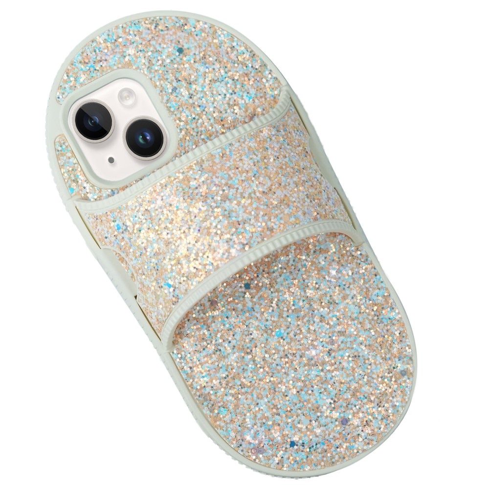 Cover Pantofola Glitter iPhone 15, arancia