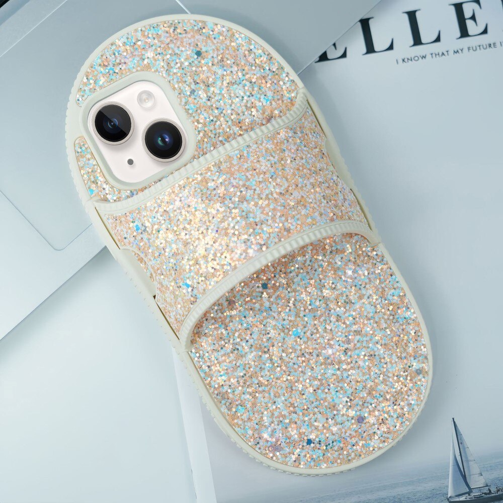 Cover Pantofola Glitter iPhone 15, arancia