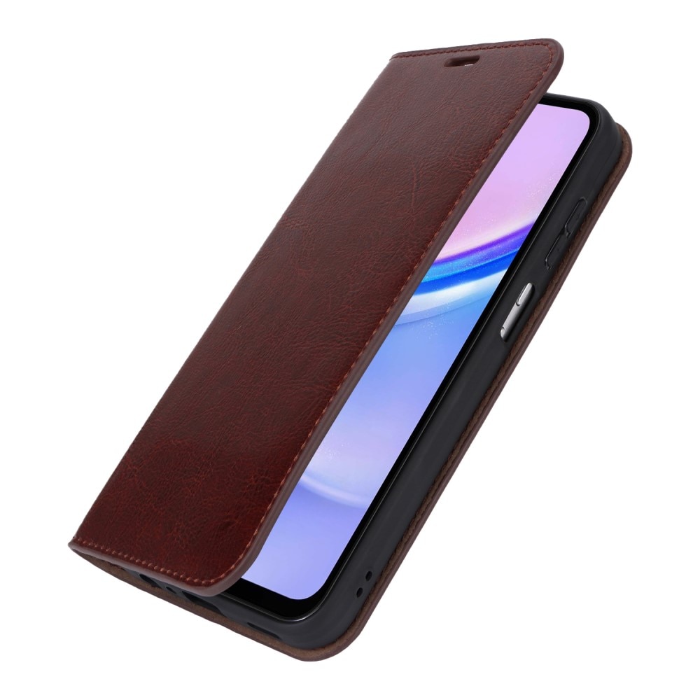 Cover Portafoglio in vera pelle Samsung Galaxy A15 marrone scuro