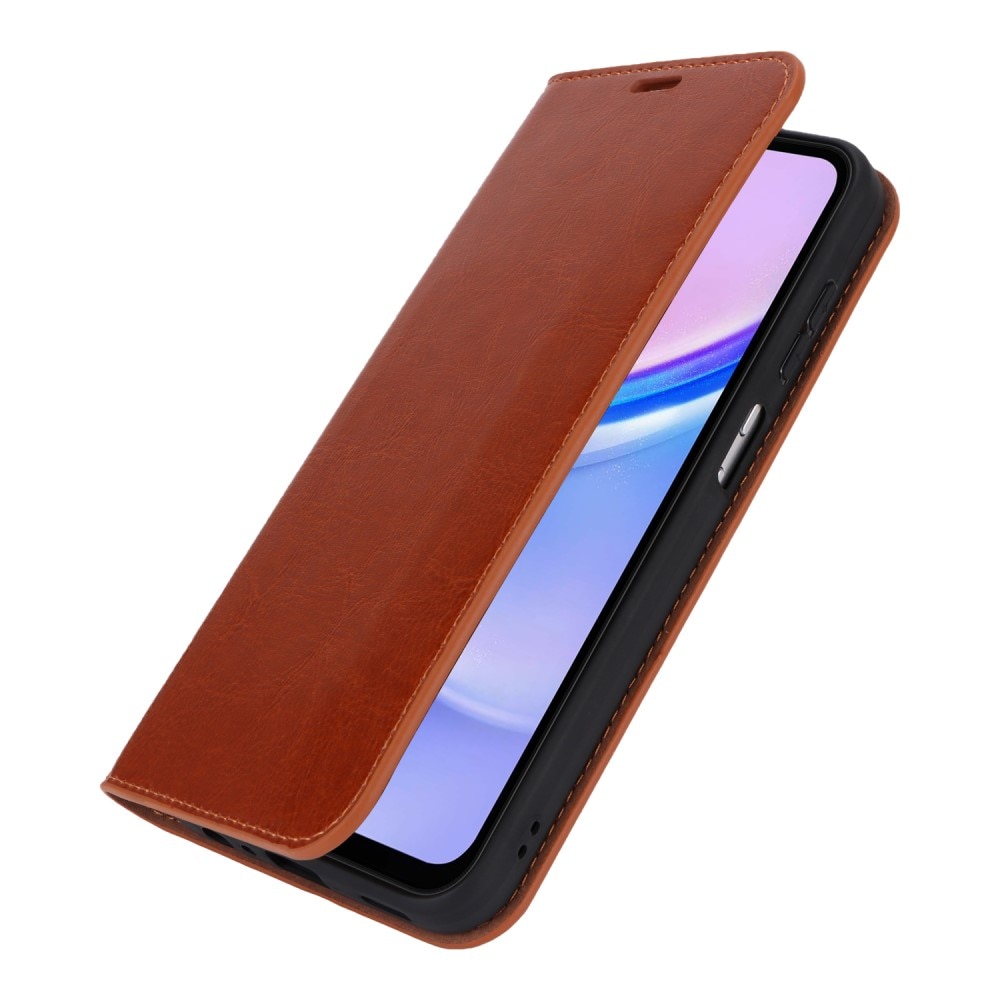 Cover Portafoglio in vera pelle Samsung Galaxy A15 marrone