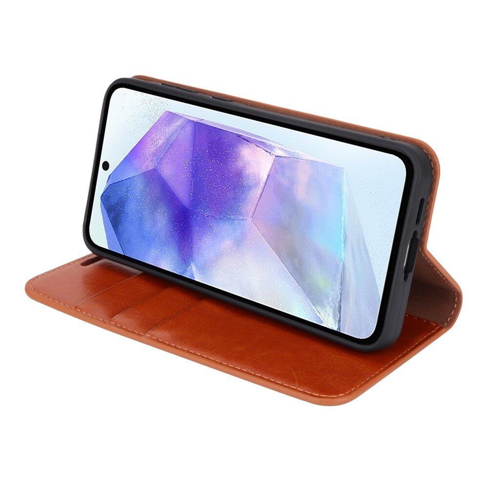 Cover Portafoglio in vera pelle Samsung Galaxy A55 marrone