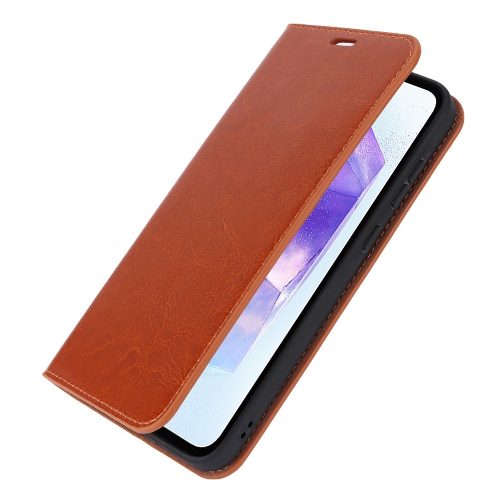 Cover Portafoglio in vera pelle Samsung Galaxy A55 marrone