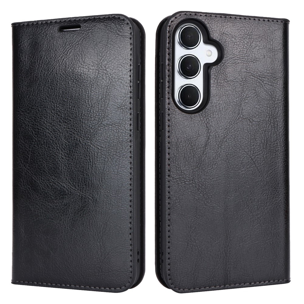 Cover Portafoglio in vera pelle Samsung Galaxy A55 nero