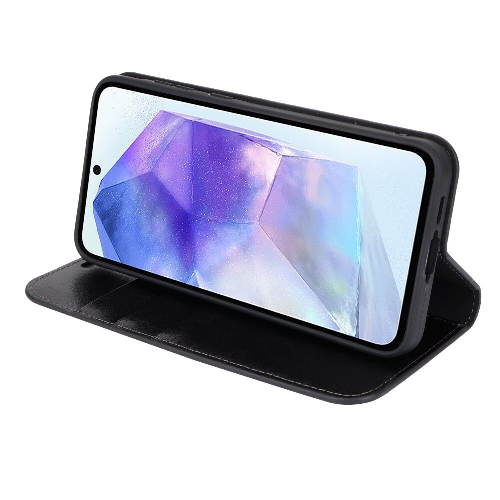 Cover Portafoglio in vera pelle Samsung Galaxy A55 nero