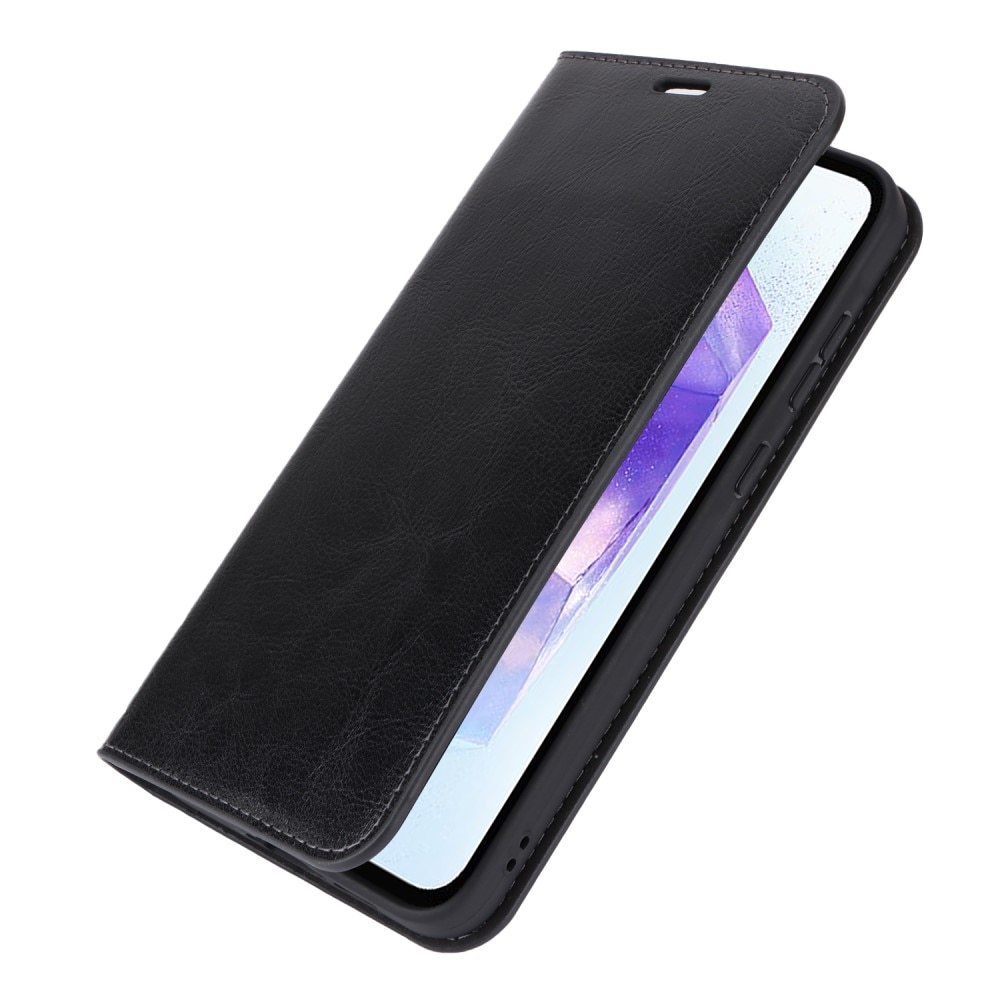 Cover Portafoglio in vera pelle Samsung Galaxy A55 nero