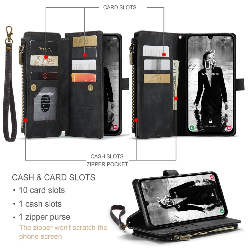 Custodie a portafoglio Zipper Samsung Galaxy A15 nero