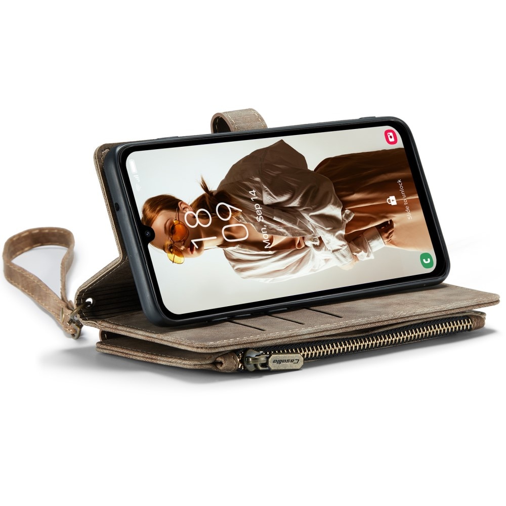 Custodie a portafoglio Zipper Samsung Galaxy A15 marrone